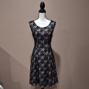 INC International Concepts Black and Cream Lace Midi Dress